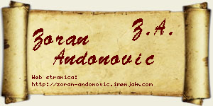 Zoran Andonović vizit kartica